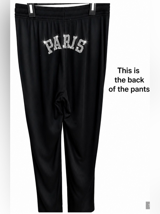 PARIS HILTON Pants - Paris Hilton Black Track Pants with Silver 'PARIS' Embellishment